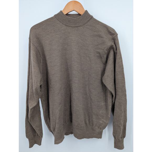 Vintage Giasone 100% Merino Wool Mock Neck Sweater Men’s M Brown Made in Italy - Picture 1 of 4
